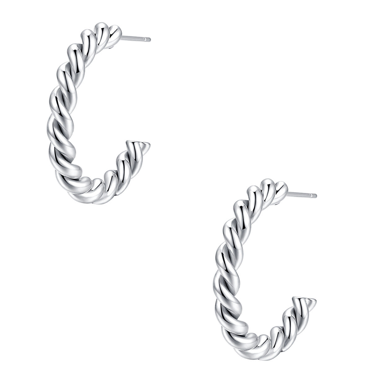 Boucles d'Oreilles Corde Torsadée en Argent
