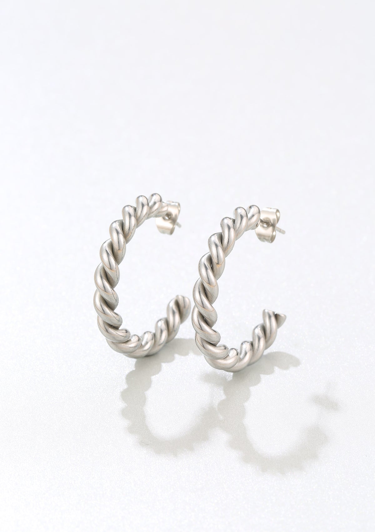 Boucles d'Oreilles Corde Torsadée en Argent