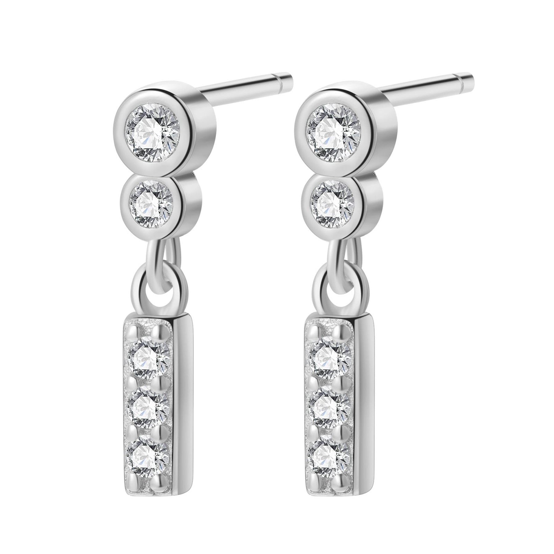 Boucles d’Oreille Deux Orbes et Goutte Sterling Argent