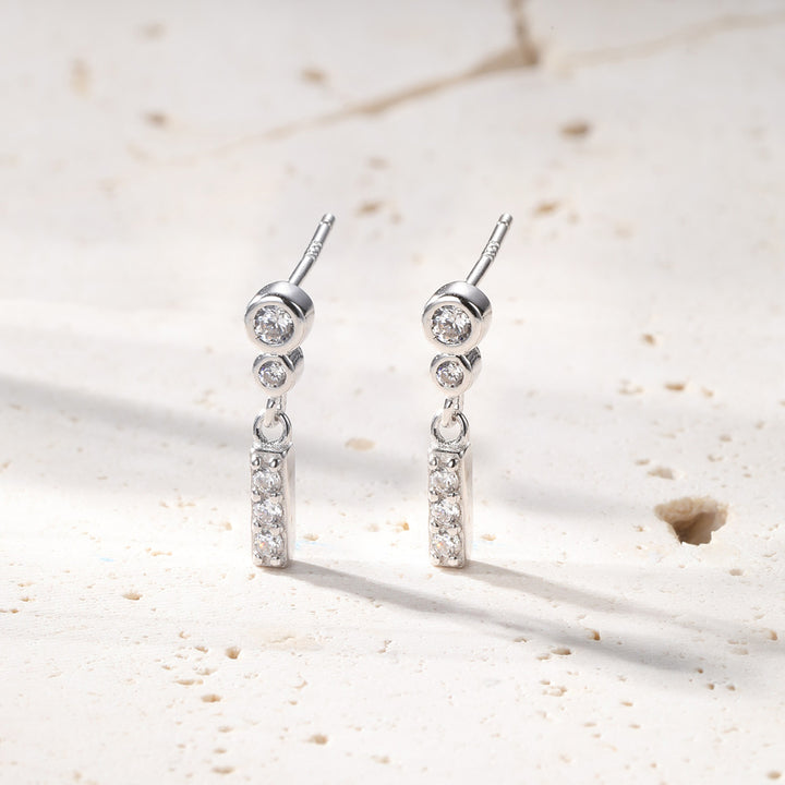 Boucles d’Oreille Deux Orbes et Goutte Argent Sterling
