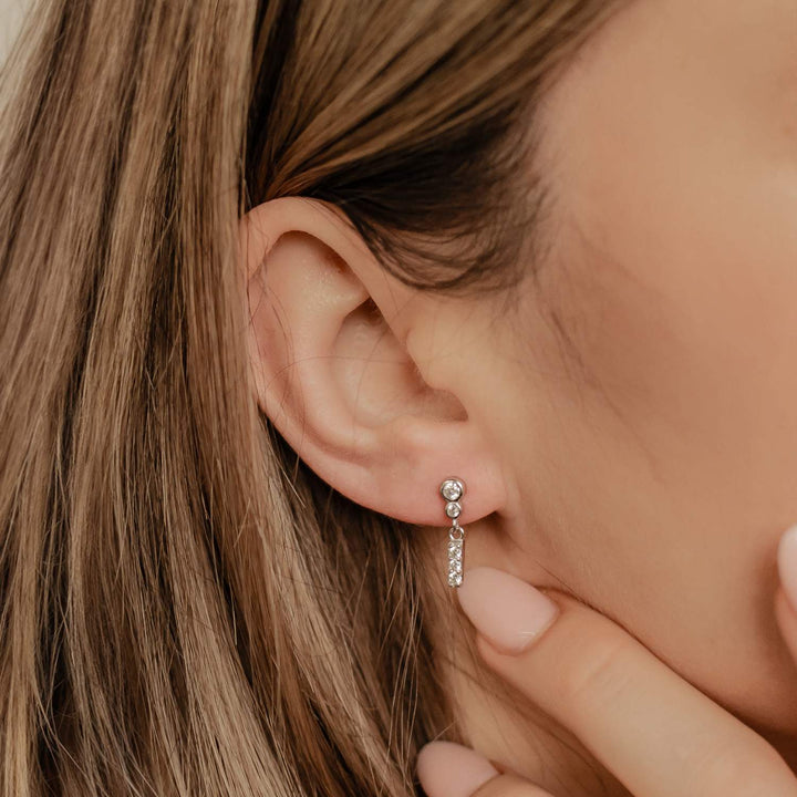 Boucles d’Oreille Deux Orbes et Goutte Argent Sterling