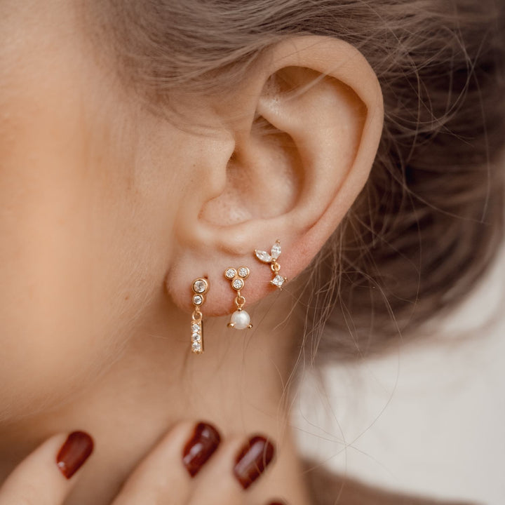 Boucles d’Oreille Deux Orbes et Goutte Argent Sterling