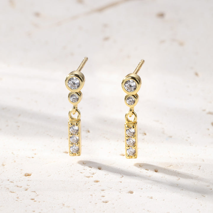 Boucles d’Oreille Deux Orbes et Goutte Argent Sterling