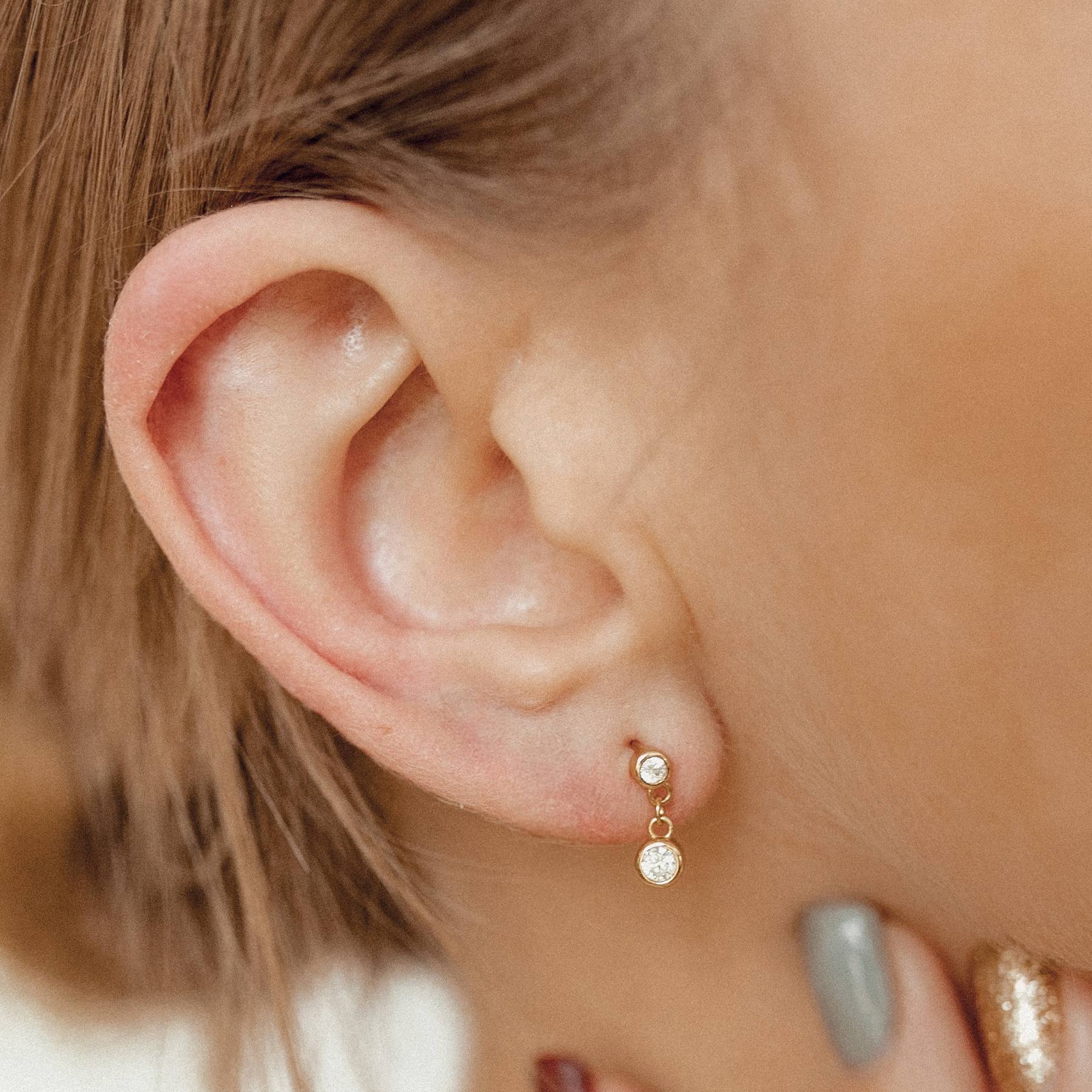 Two Orbs Stud Earrings Sterling Silver Gold
