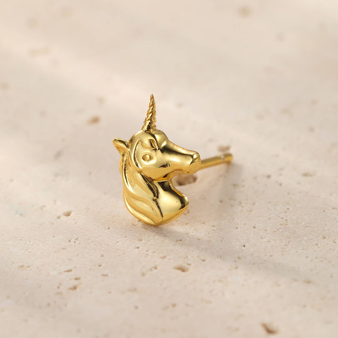 Unicorn Earrings 14k Gold Unicorn Pendant 14K Gold Adorable