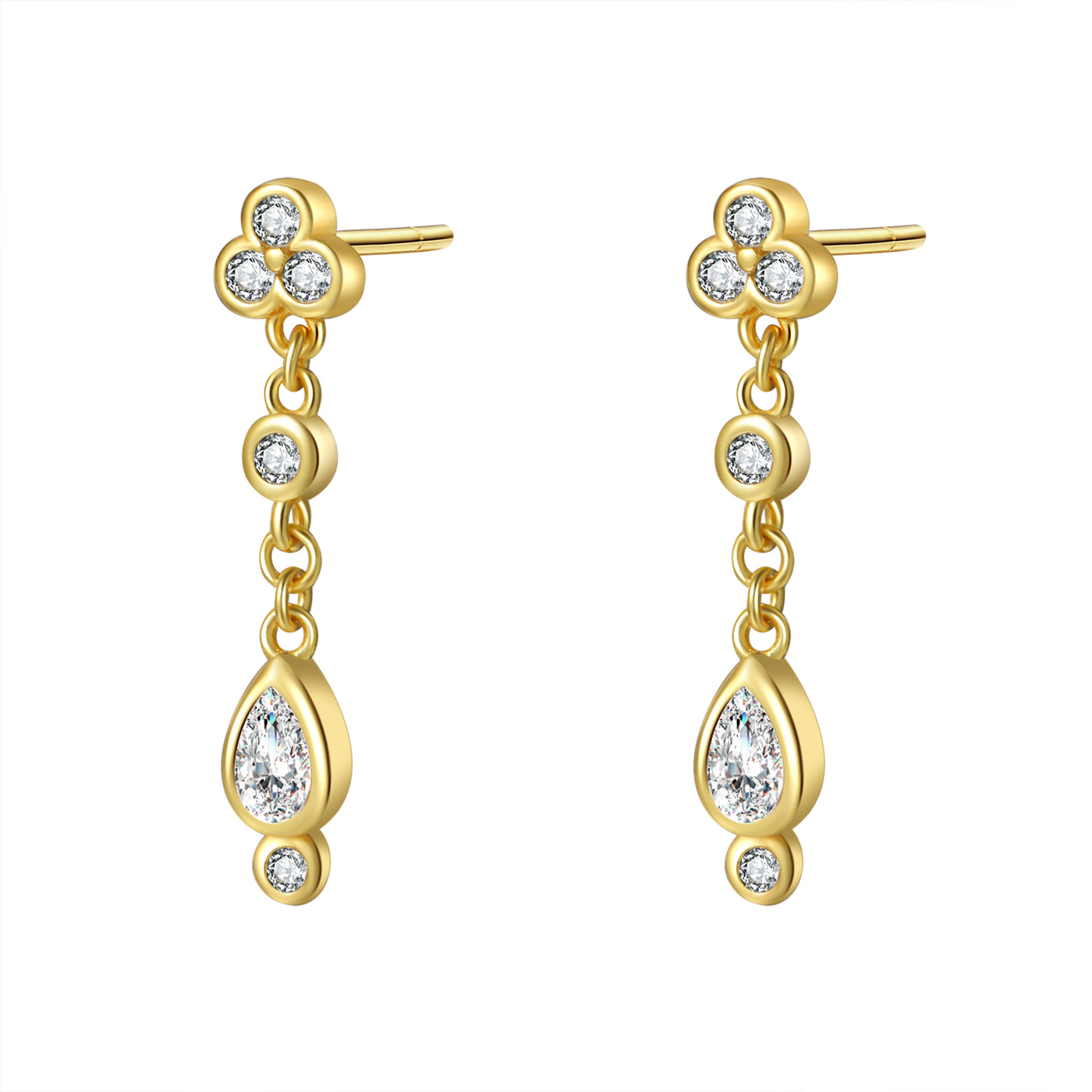 Boucles d’Oreill Goutte Blanc Trio Sterling Argent