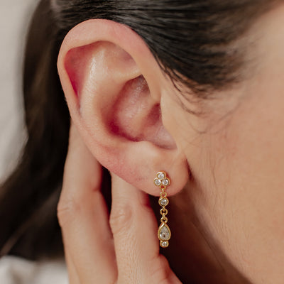 Boucles d’Oreill Goutte Blanc Trio Sterling Argent