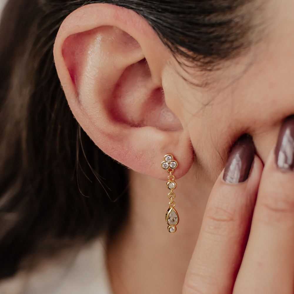 Boucles d’Oreill Goutte Blanc Trio Sterling Argent