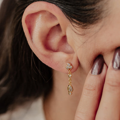 Boucles d’Oreill Goutte Blanc Trio Sterling Argent