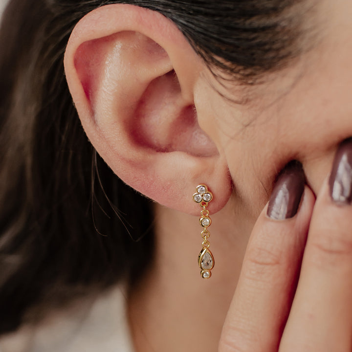 Boucles d’Oreill Goutte Blanc Trio Argent Sterling