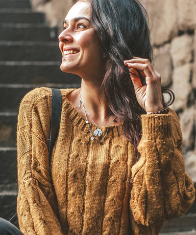 World Map Necklace Silver