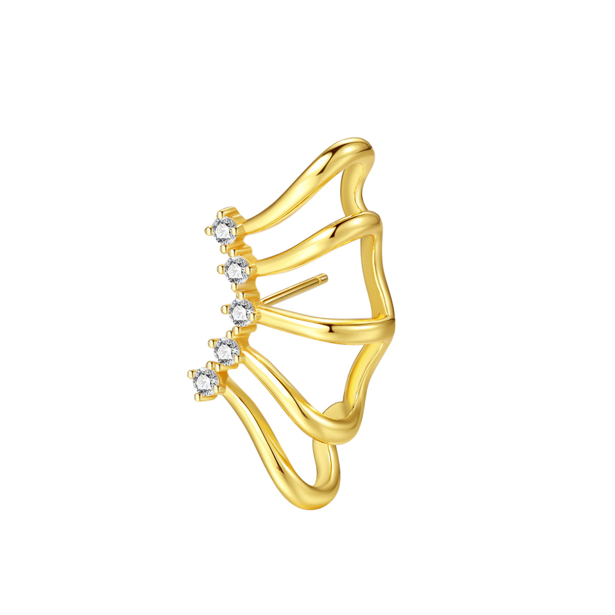 Pendientes Ear Cuff Banda Ala Plata de Ley 925 en Oro