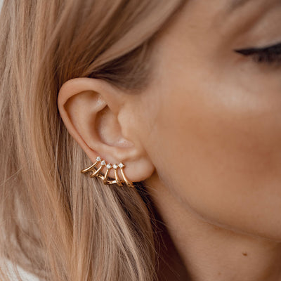Pendientes Ear Cuff Banda Ala Plata de Ley 925 en Oro