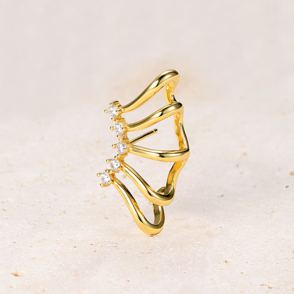 Pendientes Ear Cuff Banda Ala Plata de Ley 925 en Oro