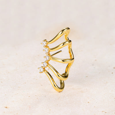 Pendientes Ear Cuff Banda Ala Plata de Ley 925 en Oro
