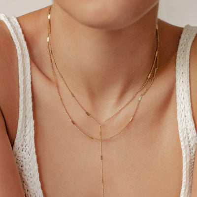 Y Layered Necklace Gold