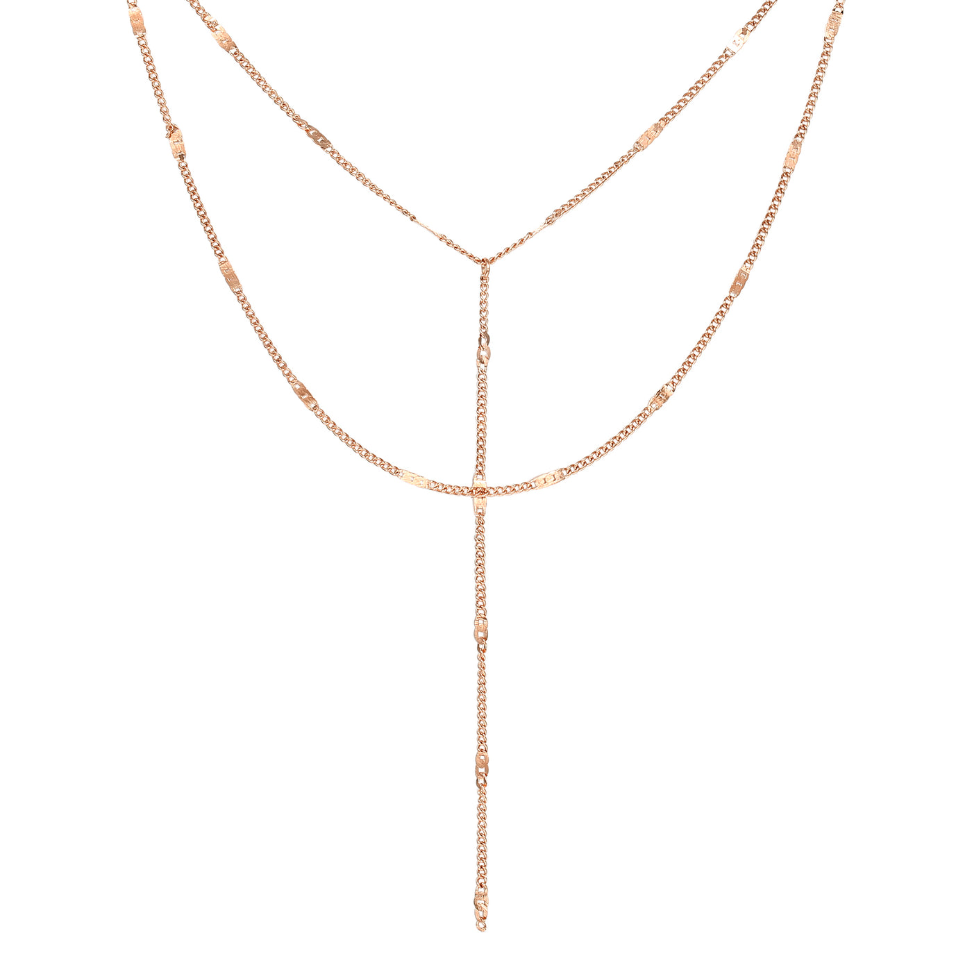 Y Layered Necklace Rose Gold