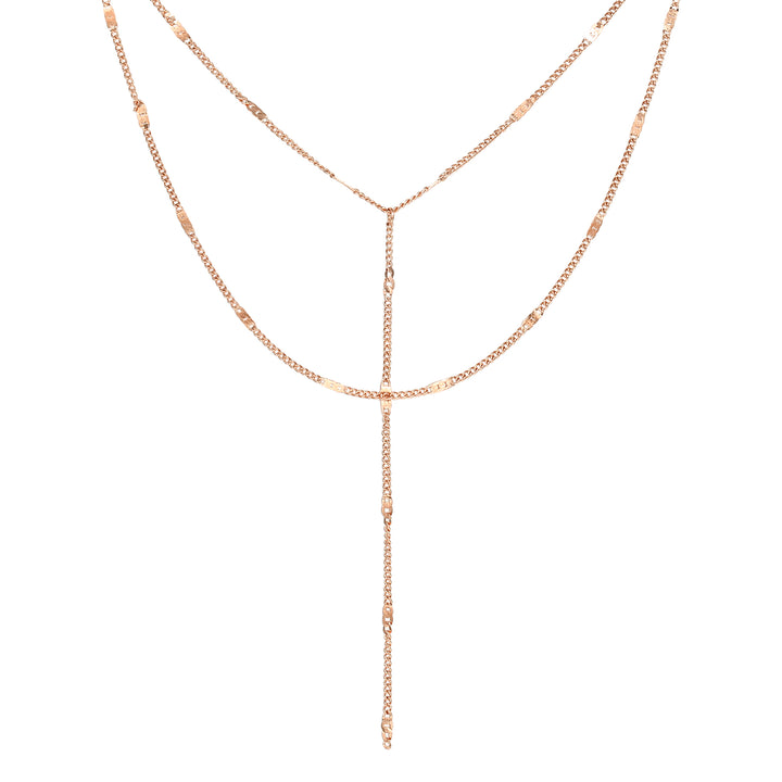 Y Kette Mehrreihig Rosegoldfarbe