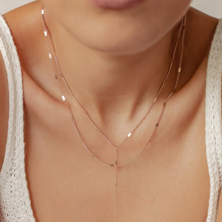 Y Kette Mehrreihig Roségoldfarbe