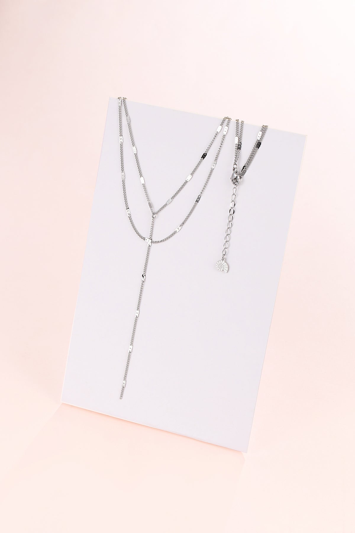 Y Layered Necklace Silver