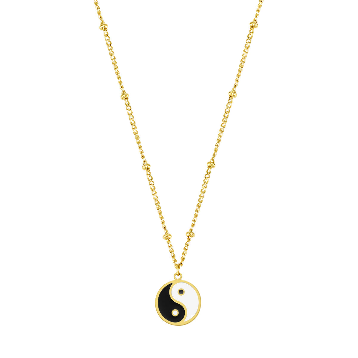 Collar Cadenas Bolas Yin Yang en Oro