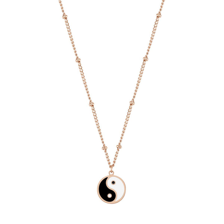 Collar Cadenas Bolas Yin Yang en Oro Rosa