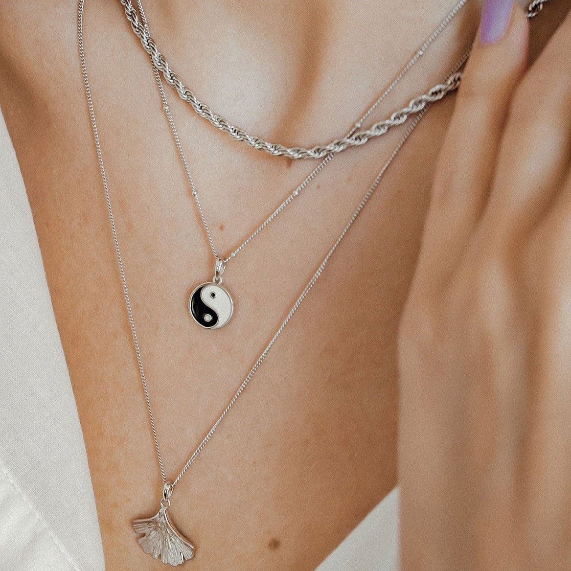 Yin Yang Anhänger Kette Sterlingsilber