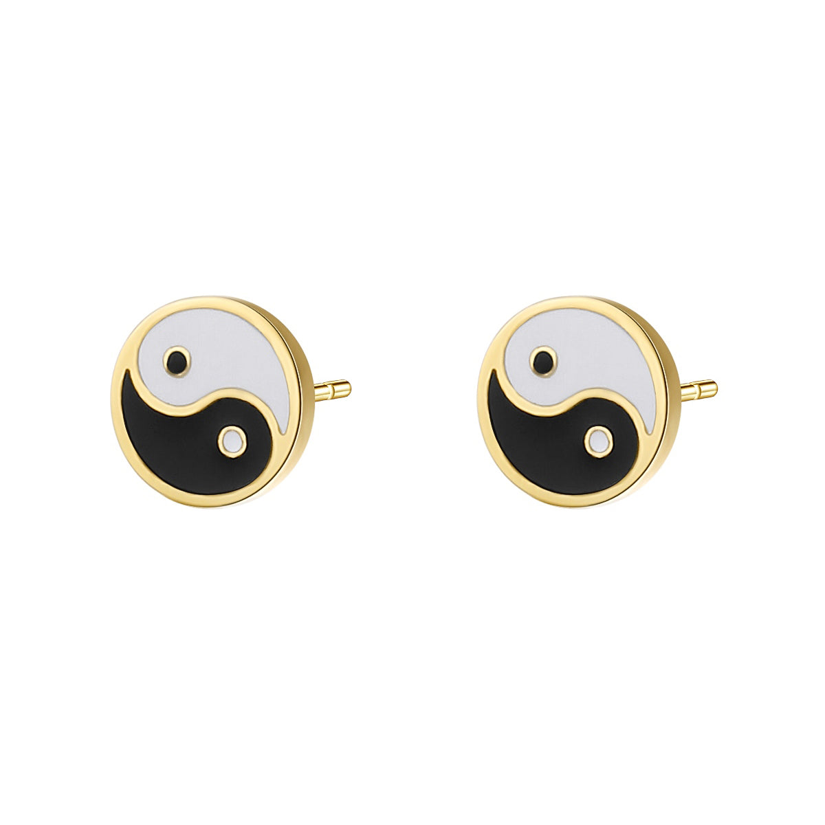 Yin Yang Stud Earrings Gold