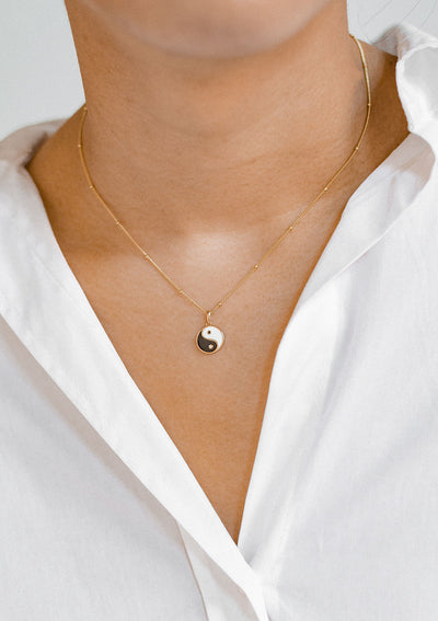 Yin Yang Pendant Necklace Sterling Silver Gold