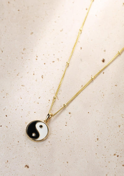 Kette Yin Yang Anhänger Sterlingsilber in Gold