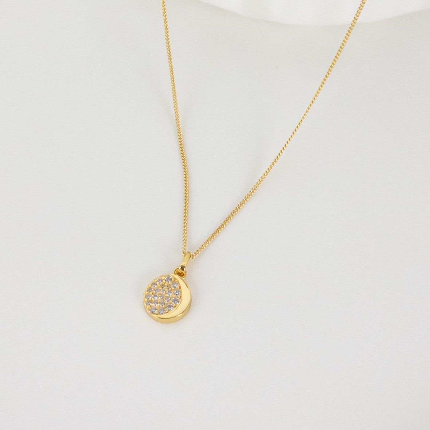 Collier Pendentif Zircone Lune  Argent Sterling en Or