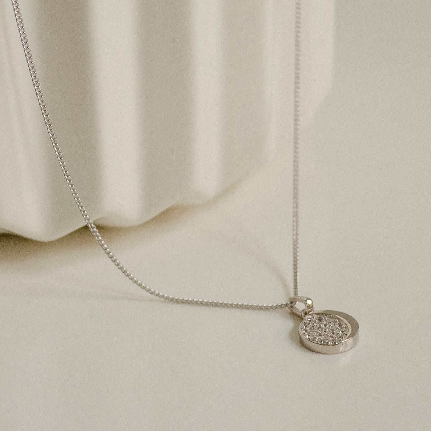 Collier Pendentif Zircone Lune Argent Sterling