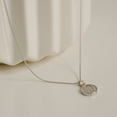 Collier Pendentif Zircone Lune Argent Sterling