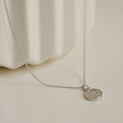 Zirconia Moon Pendant Necklace Sterling Silver