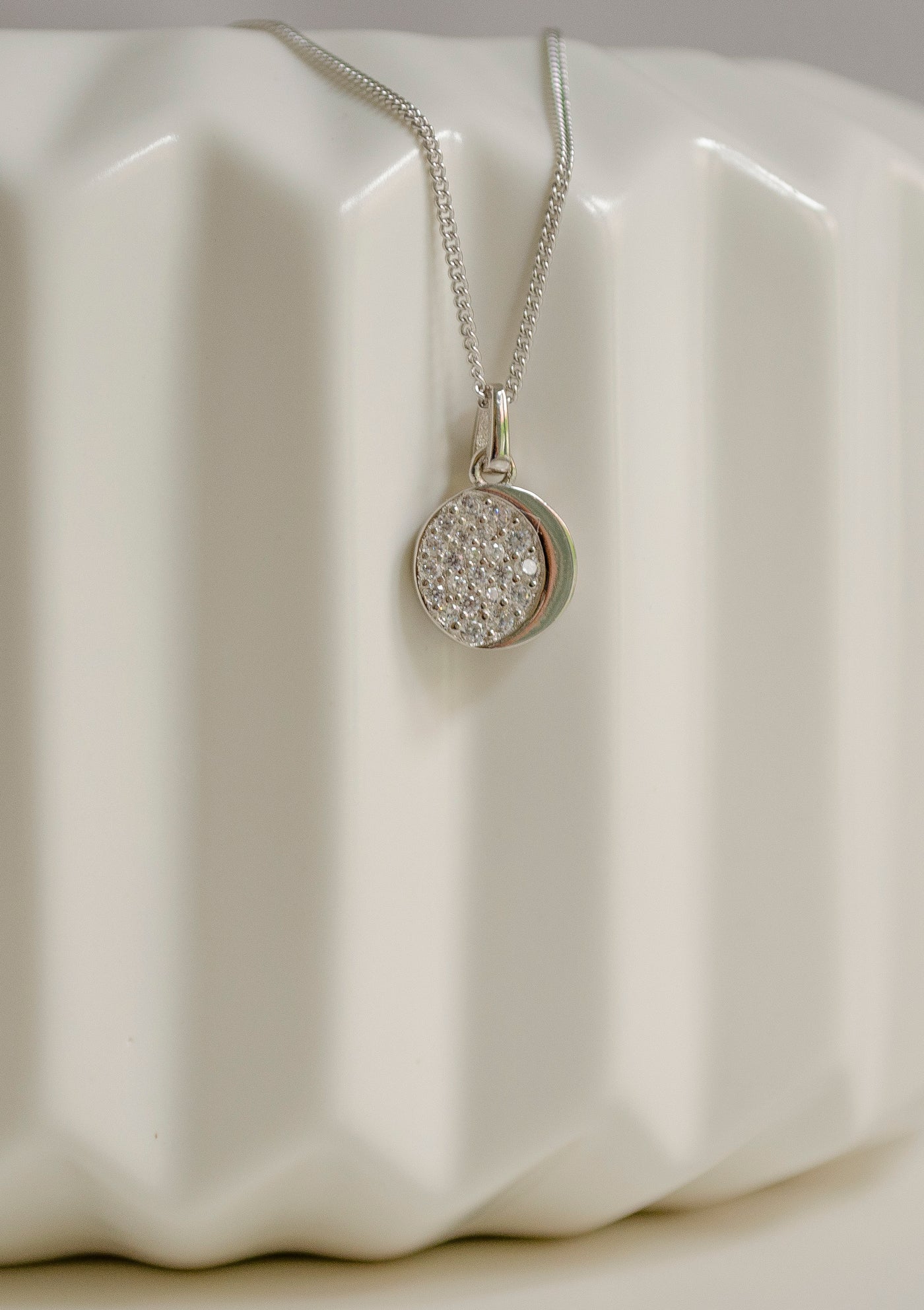 Collier Pendentif Zircone Lune Argent Sterling