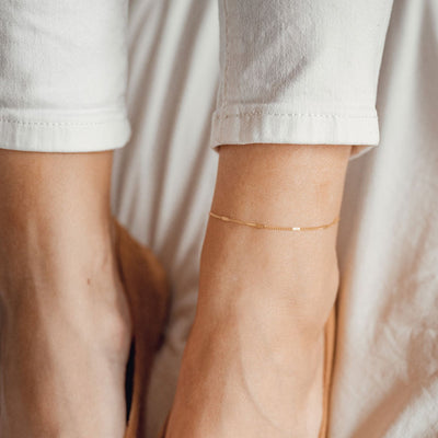 Flattened Curb Chain Anklet Gold