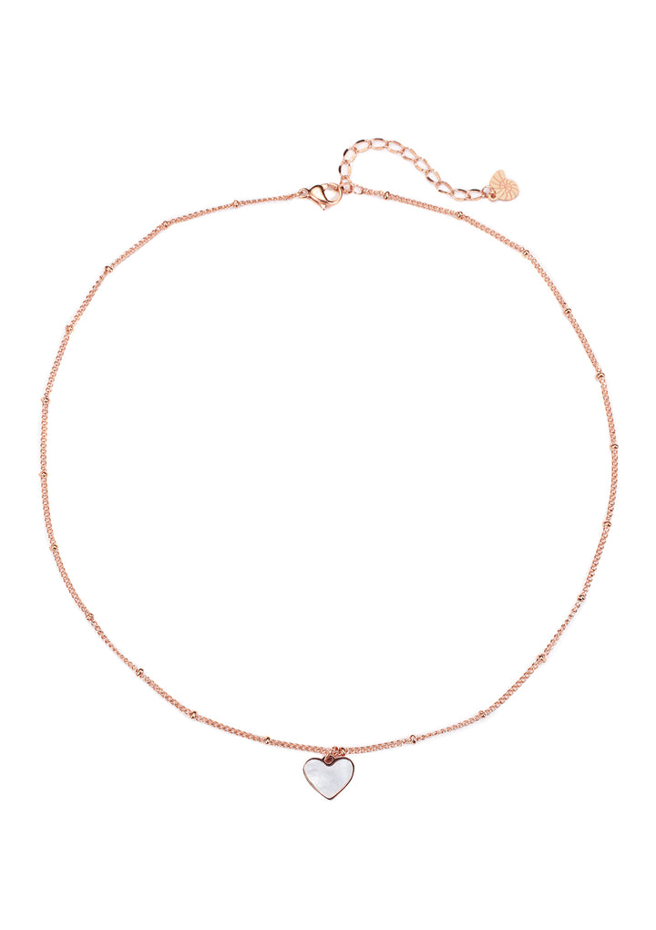 Collar de Cadena con Colgante Corazón Concha en Oro Rosa