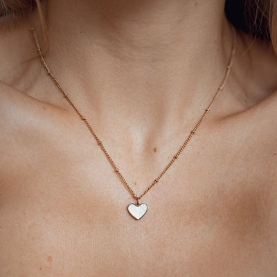 Shell Heart Pendant Chain Necklace Rose Gold