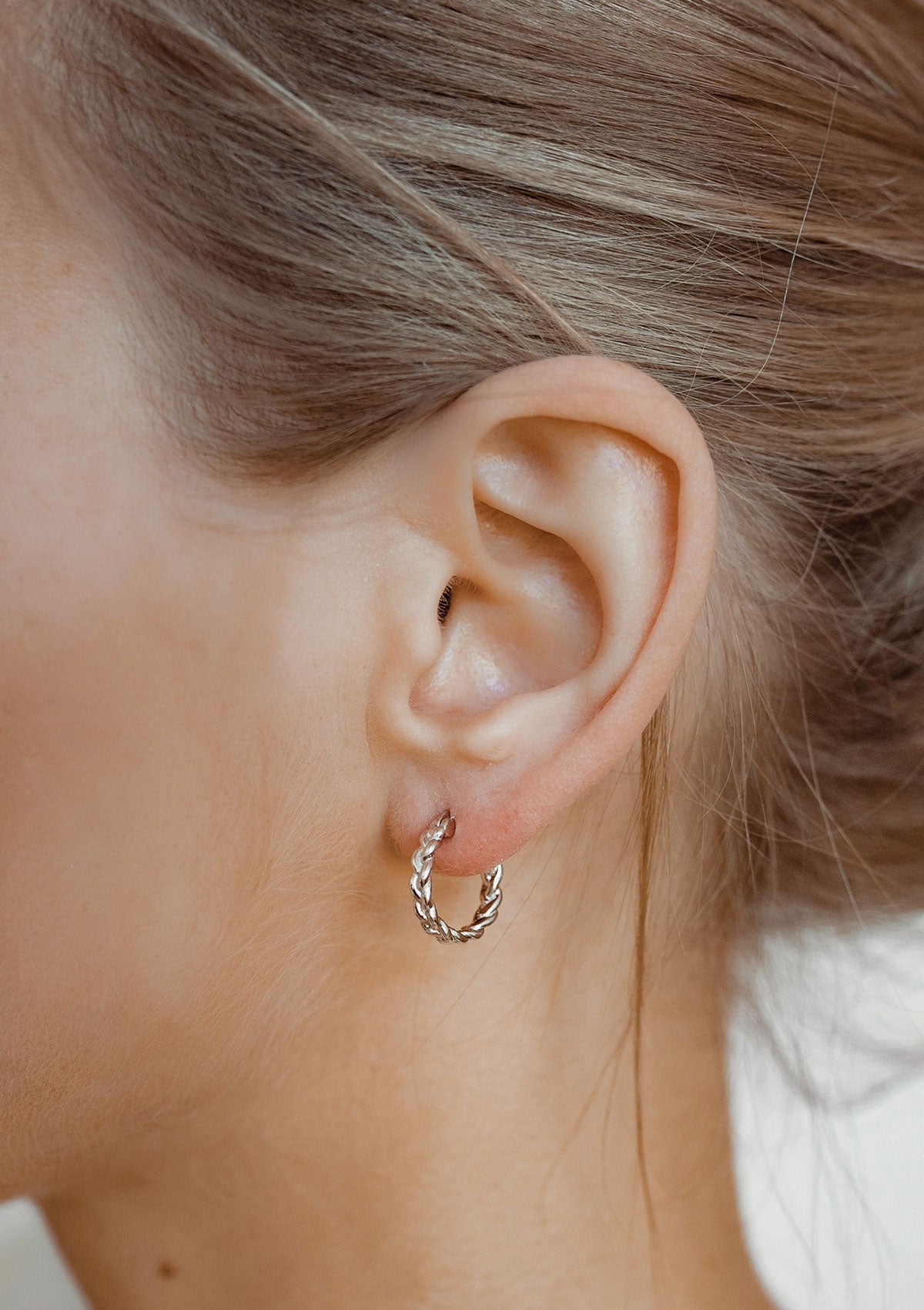 Braided Hoop Earrings Sterling Silver