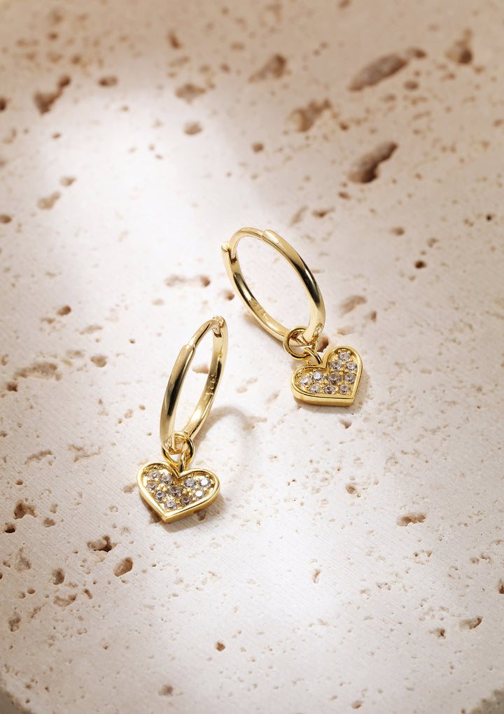 Créoles Charme Cœur Argent Sterling en Or