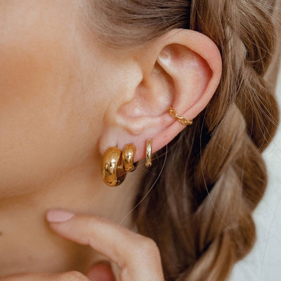 Small Chunky Hoop Earrings Gold