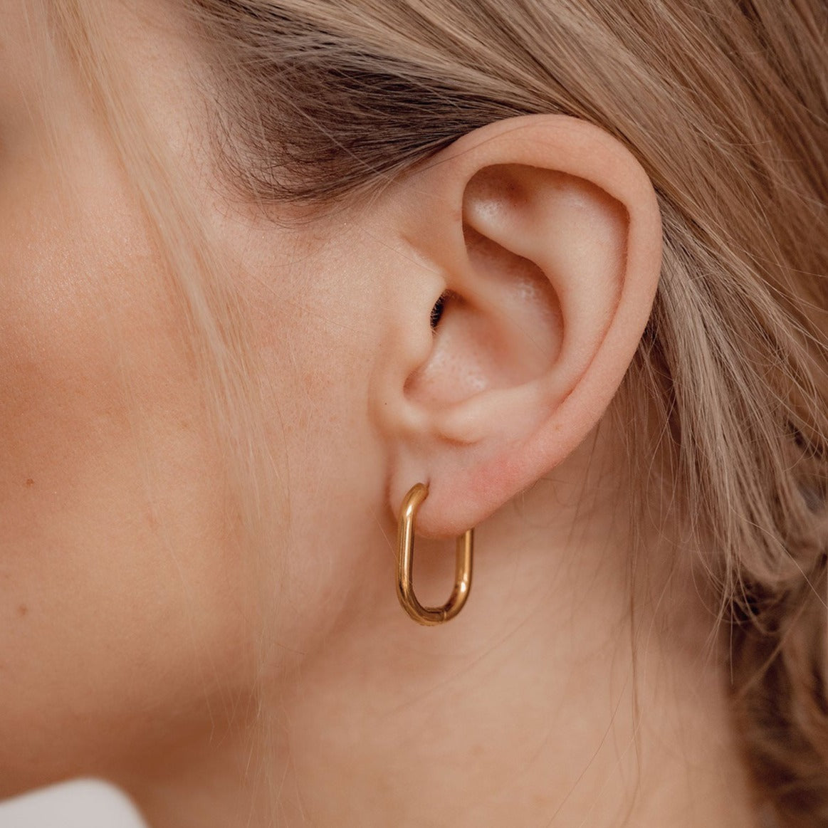 Small Thin Oval Hoop Earrings Gold