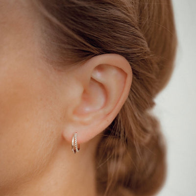 Doppelte Creolen mit Kugeln Sterlingsilber