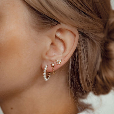 Pearl Hoop Earrings Sterling Silver Gold