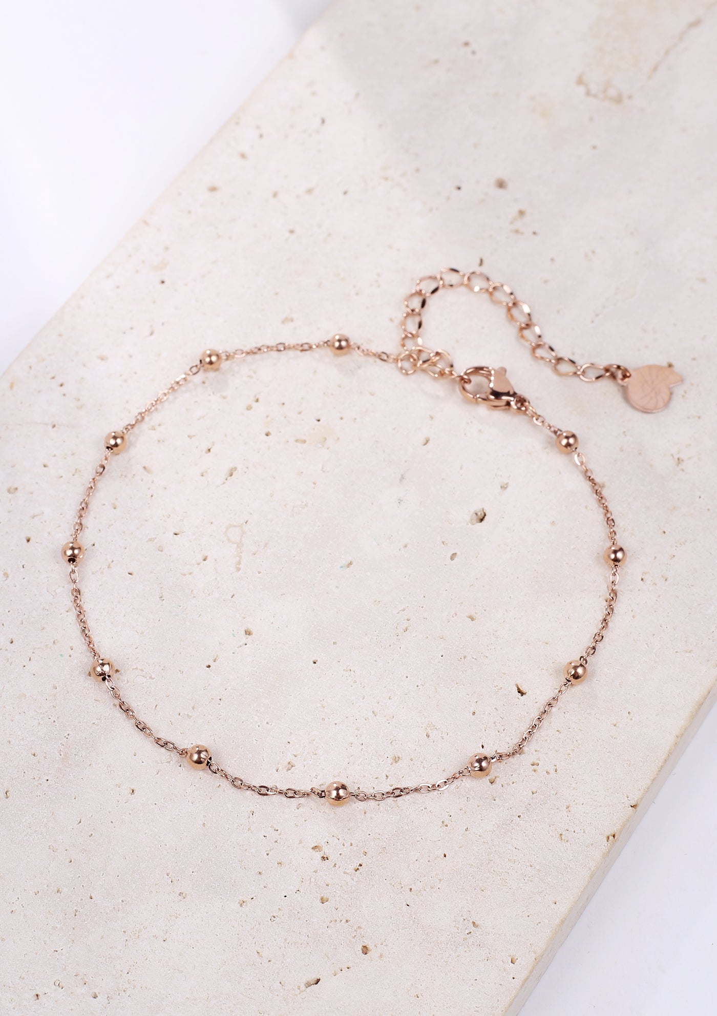 Delicate Ball Chain Anklet Rose Gold