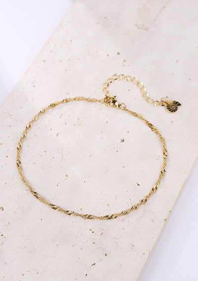 Bracelet de Cheville Fine Chaîne Singapour en Or