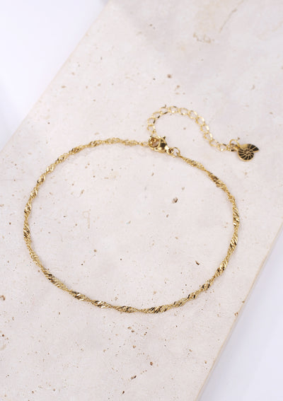 Fine Singapore Chain Anklet Gold