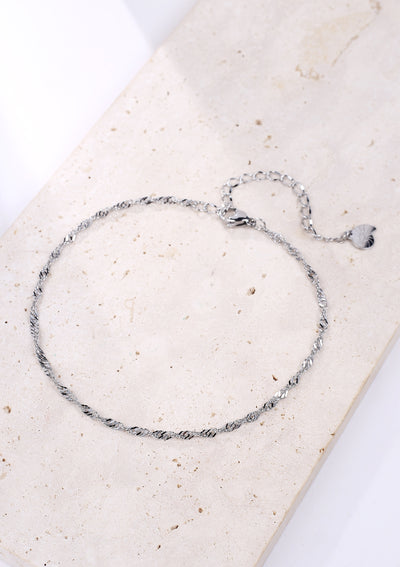 Bracelet de Cheville Fine Chaîne Singapour en Argent