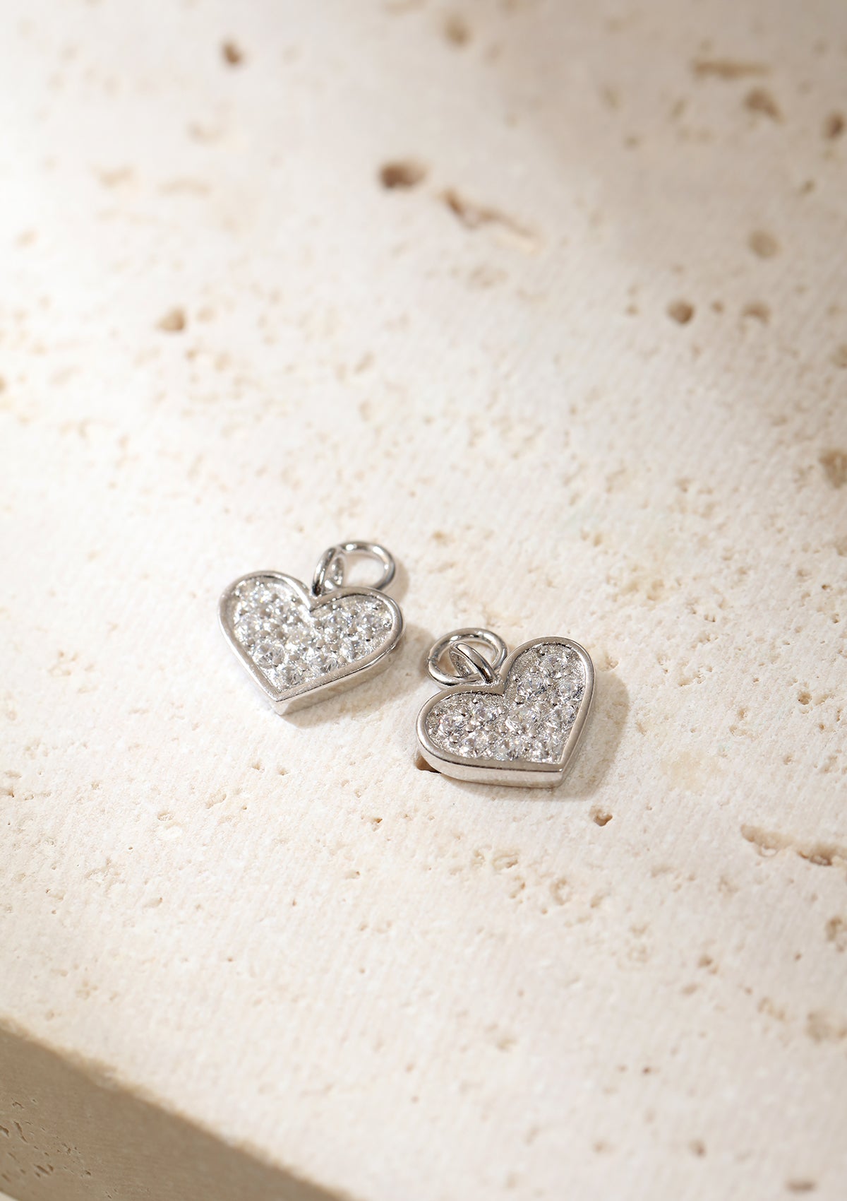 Heart Charm Hoop Earrings Sterling Silver