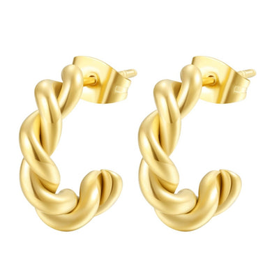 Mini Rope Hoop Earrings Gold